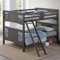 Furniture of America Althea Modern Solid Wood Full Over Full Bunk Bed with Angeled Ladder, No Box Spring Required, for Kids, Boys, Girls, Bedroom, Dorm, Stain Grey