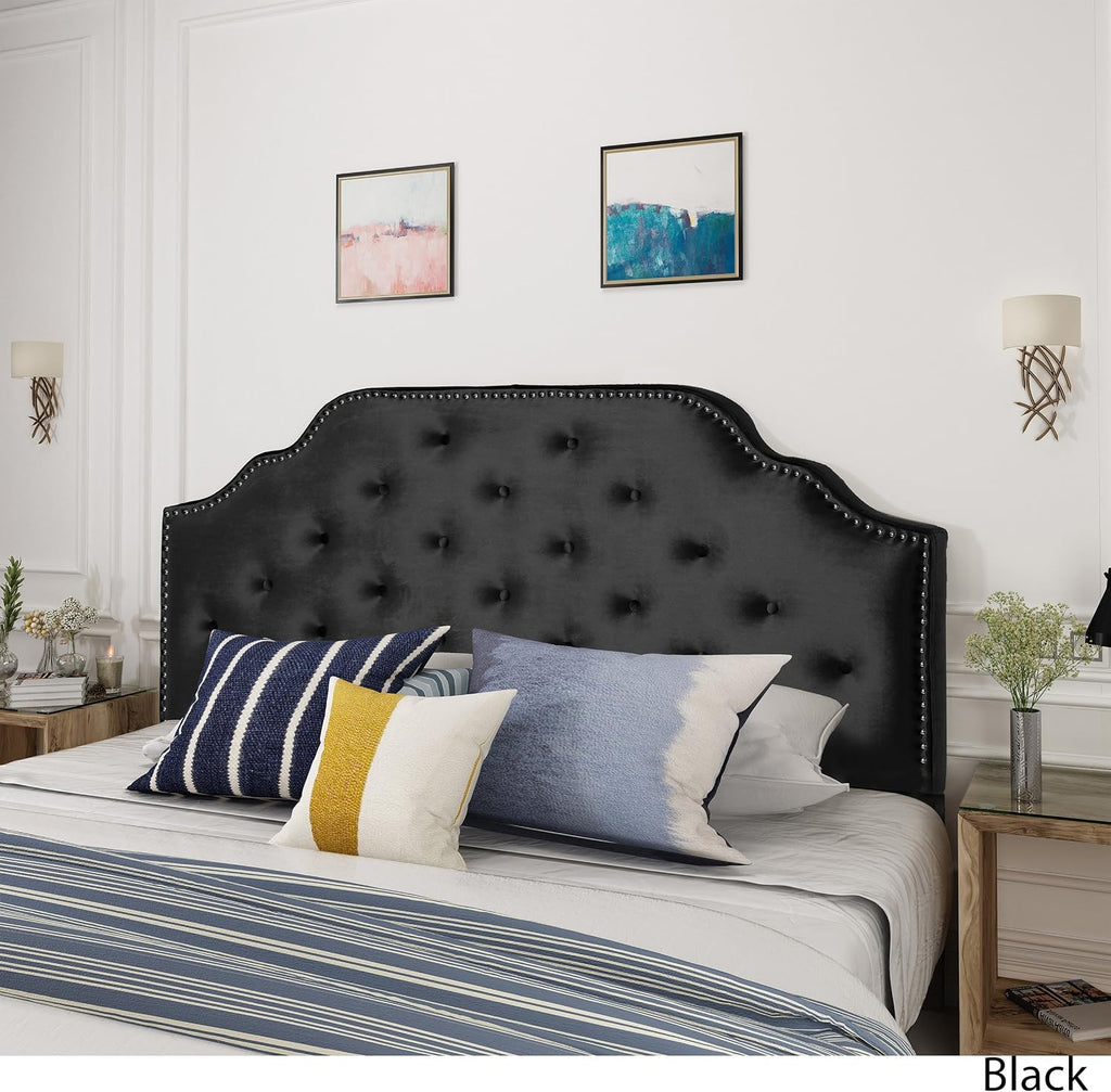 Christopher Knight Home Silas Velvet Headboard, Queen / Full, Black / Black