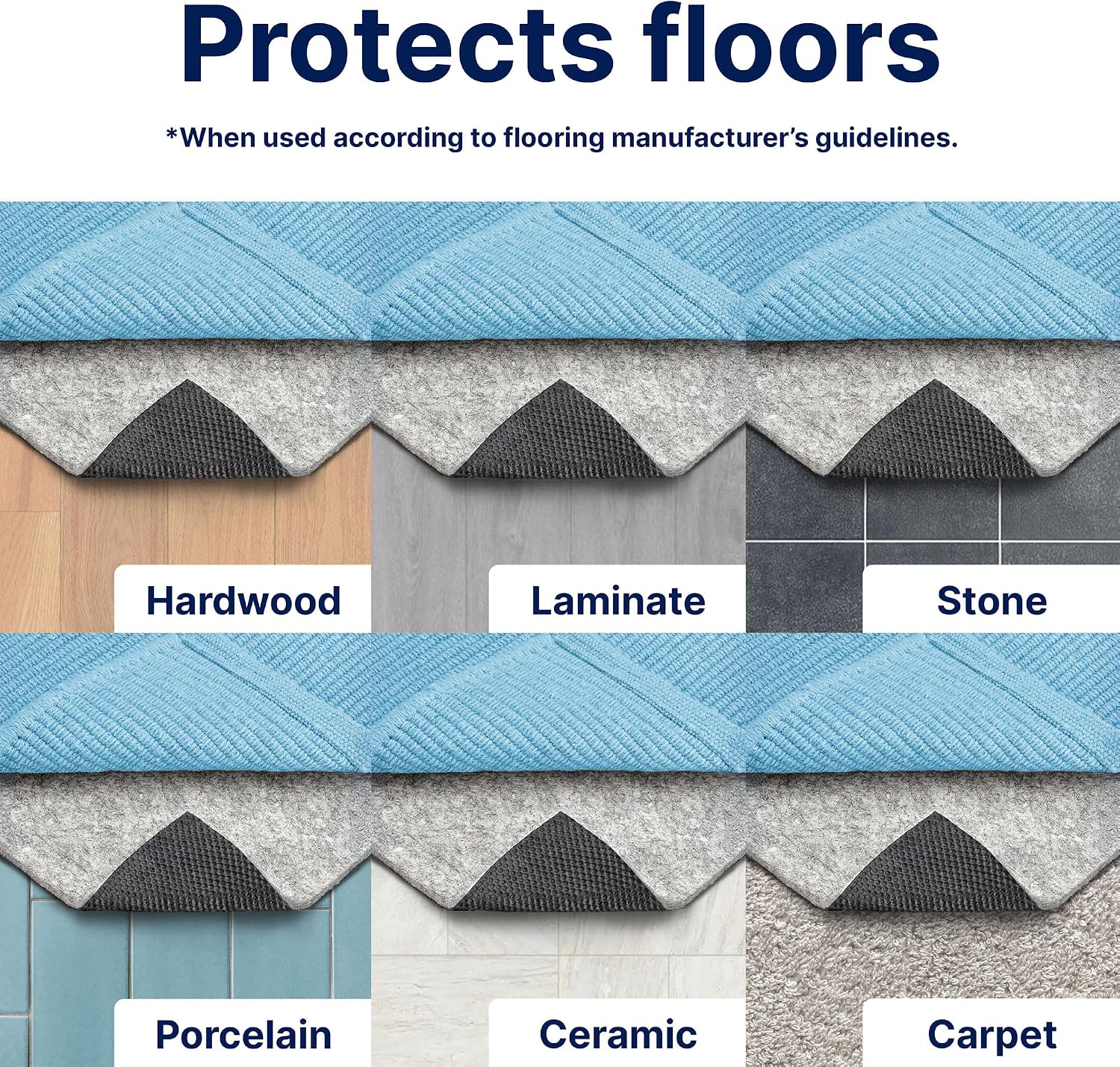 RUGPADUSA - Dual Surface - 8'10' x 11'10' - 1/4' Thick - Felt + Rubber - Non-Slip Backing Rug Pad - Safe for All Floors