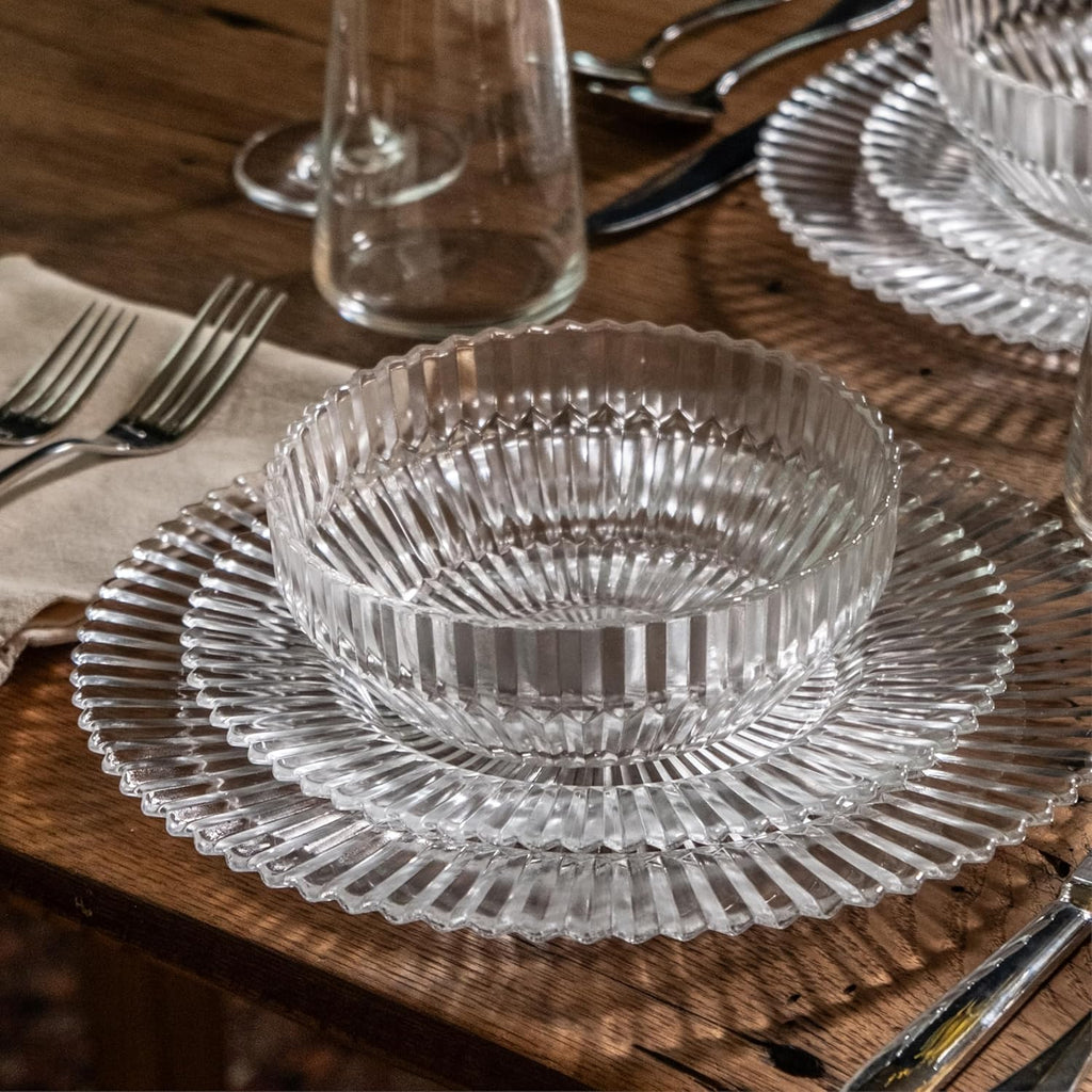 Eater x Zwiesel Fortessa Seraphina Glass, 12 Piece Dinnerware Set (Service for 4), Clear