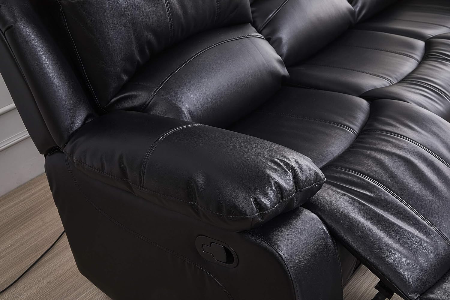 Betsy Furniture 3PC Faux Leather Reclining Couch Set, Living Room Furniture Set, Sofa, Loveseat, Glider, 8018 Multiple Colors (Black, Sofa+Loveseat+Chair)