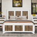 JIVOIT Farmhouse Wooden Platform Bed, Queen Size Platform Bed with Wooden Strip Decoration Headboard and Footboard, Plywood Slats Support, No Box Spring Required (White,Queen,268)