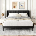Gruwans King Size Bed Frame with Wingback Headboard, Upholstered Platform Bed, No Box Spring Needed, Sturdy Wooden Slat Support, Easy Assembly, Dark Gray