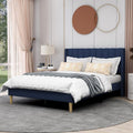 AGARTT Upholstered Platform Bed Frame Full Size with Headboard and Footboard/Wooden Slats Support/No Box Spring Needed/Easy Assembly,Blue Velvet