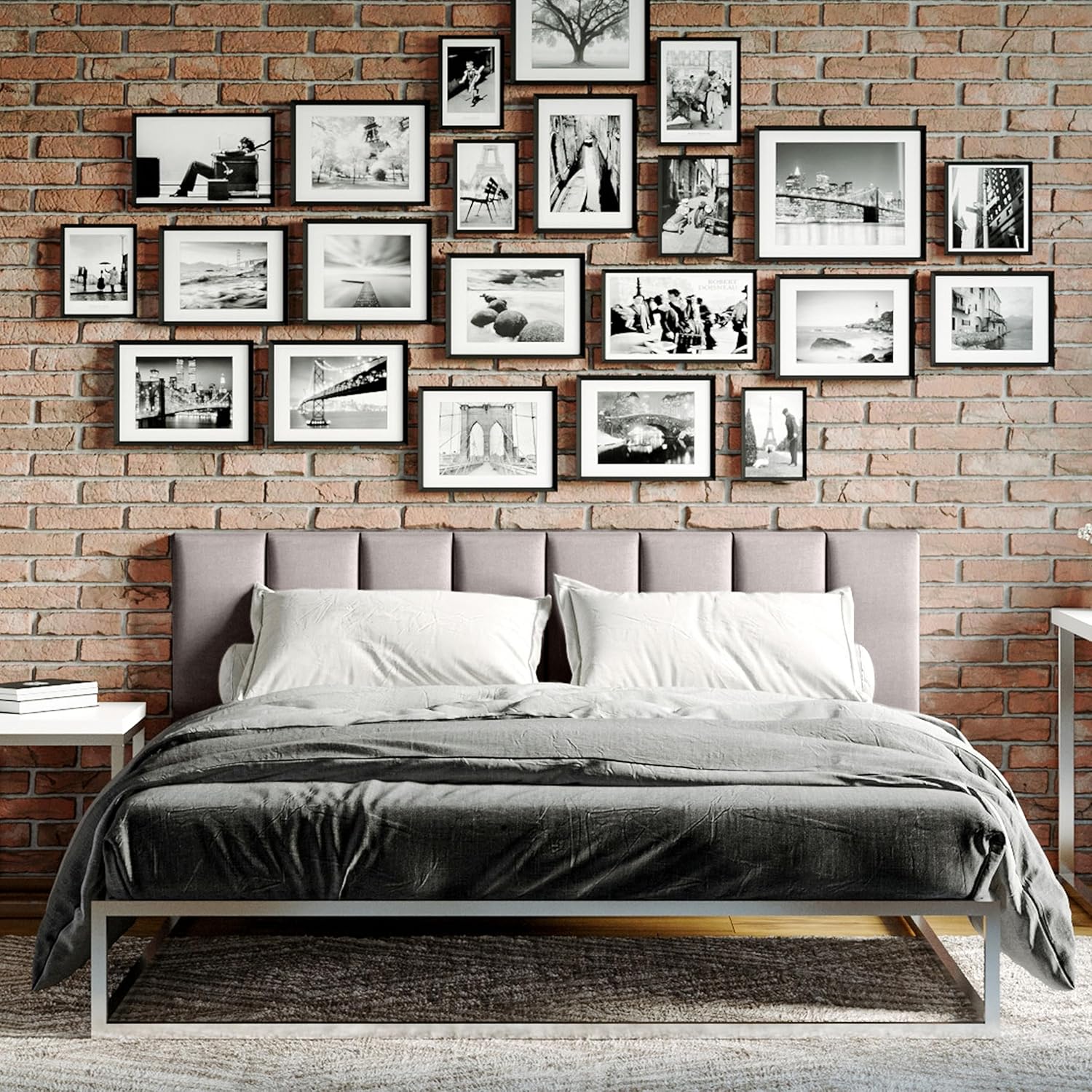 Jaxx Panelist Modern Padded Headboard – Set of 4 Wall Mounted Panels (Each 11.25' x 30') - Queen, Havana Brown Microvelvet