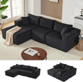 97' Boneless Couches for Living Room, Cloud Couch Sectional with Deep Seat, Comfy Couch with L-Shaped Chaise, Minimalist Upholstered Modular Sectional Sofa, No Assembly Required (Corduroy,Black)
