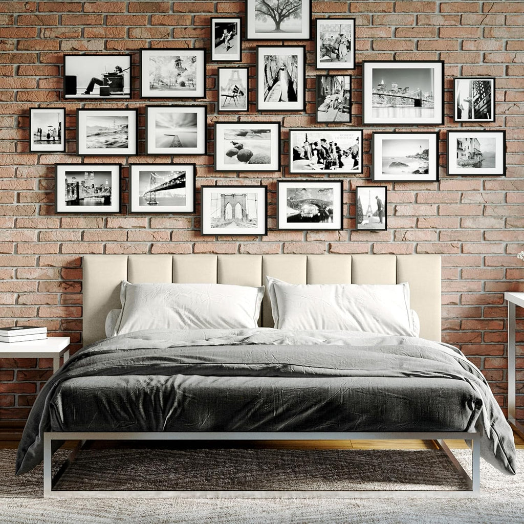 Jaxx Panelist Modern Padded Headboard – Set of 4 Wall Mounted Panels (Each 11.25' x 30') - Queen, Dune Beige Microvelvet