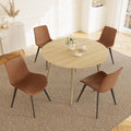 HIPIHOM 43.3 Inch Round Dining Table Set for 4, Modern Small Kitchen Coffee Set for Dining Room Kitchen Apartment (Cream Table + 4 Brown Chairs)