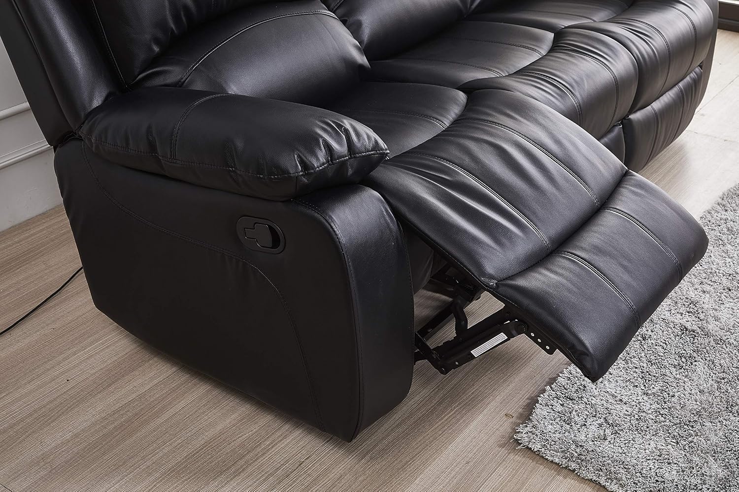 Betsy Furniture 3PC Faux Leather Reclining Couch Set, Living Room Furniture Set, Sofa, Loveseat, Glider, 8018 Multiple Colors (Black, Sofa+Loveseat+Chair)
