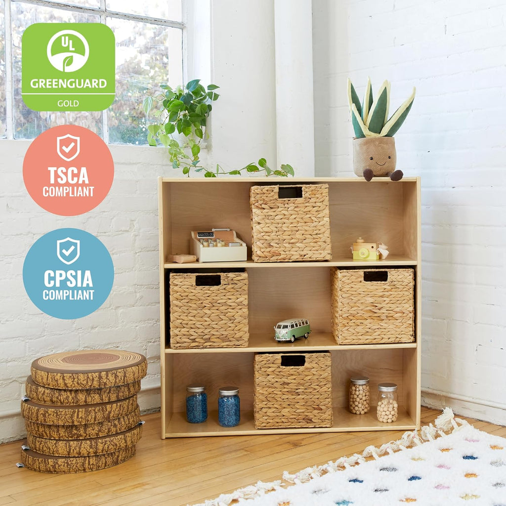 ECR4Kids Birch Streamline 3-Shelf Storage Cabinet, 36in High, Bookcase for Classroom and Playroom, Natural