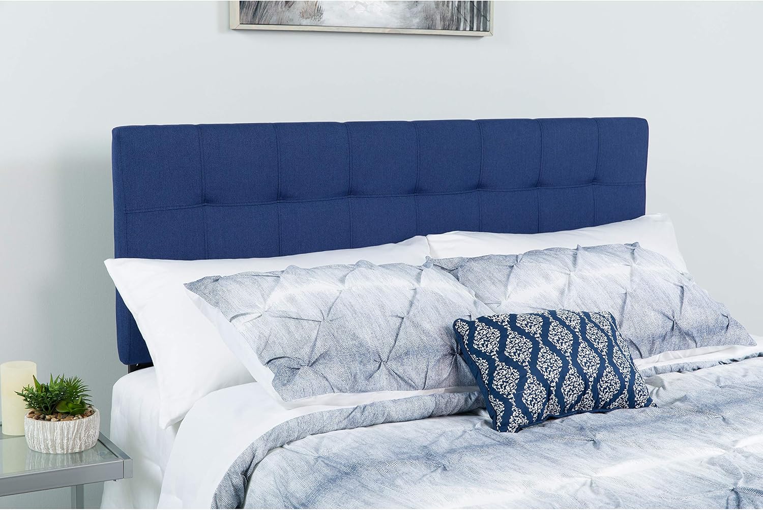 Flash Furniture Bedford Tufted Upholstered King Size Headboard in Navy Fabric