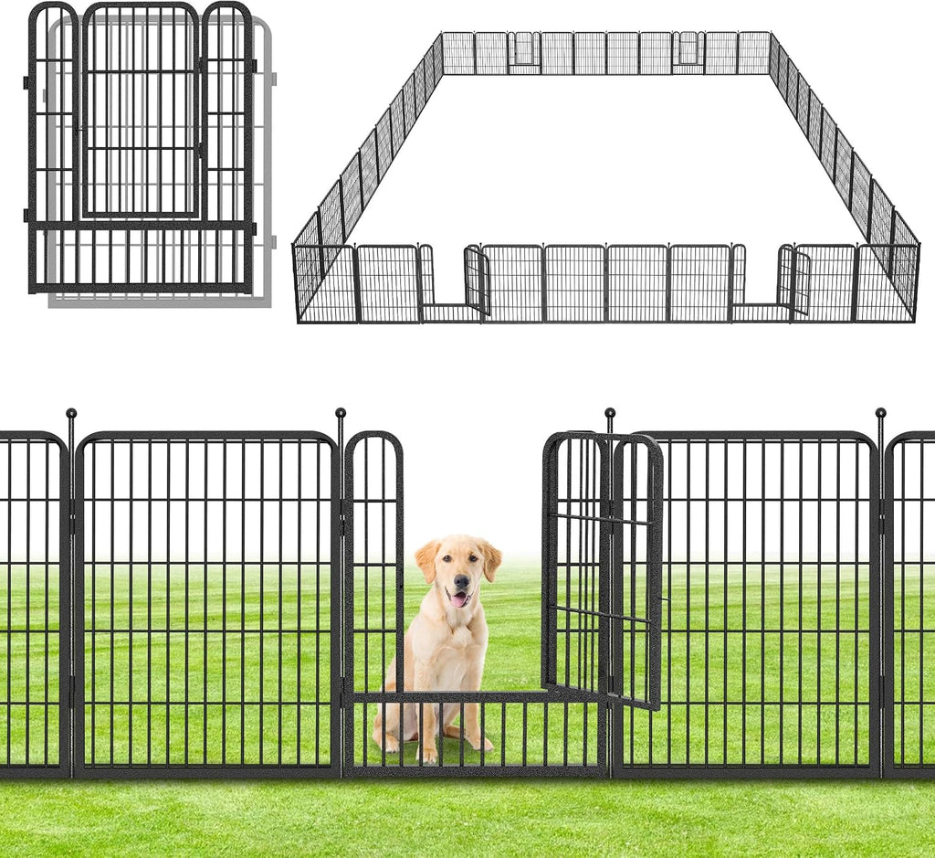 Decorative No Dig Fence Panels Metal Garden Fence with Gate, 92ft(L) x 32in(H) Garden Fencing for Dogs Rabbits, Temporary Fencing for Garden, Patio, Yard, 40 Panels