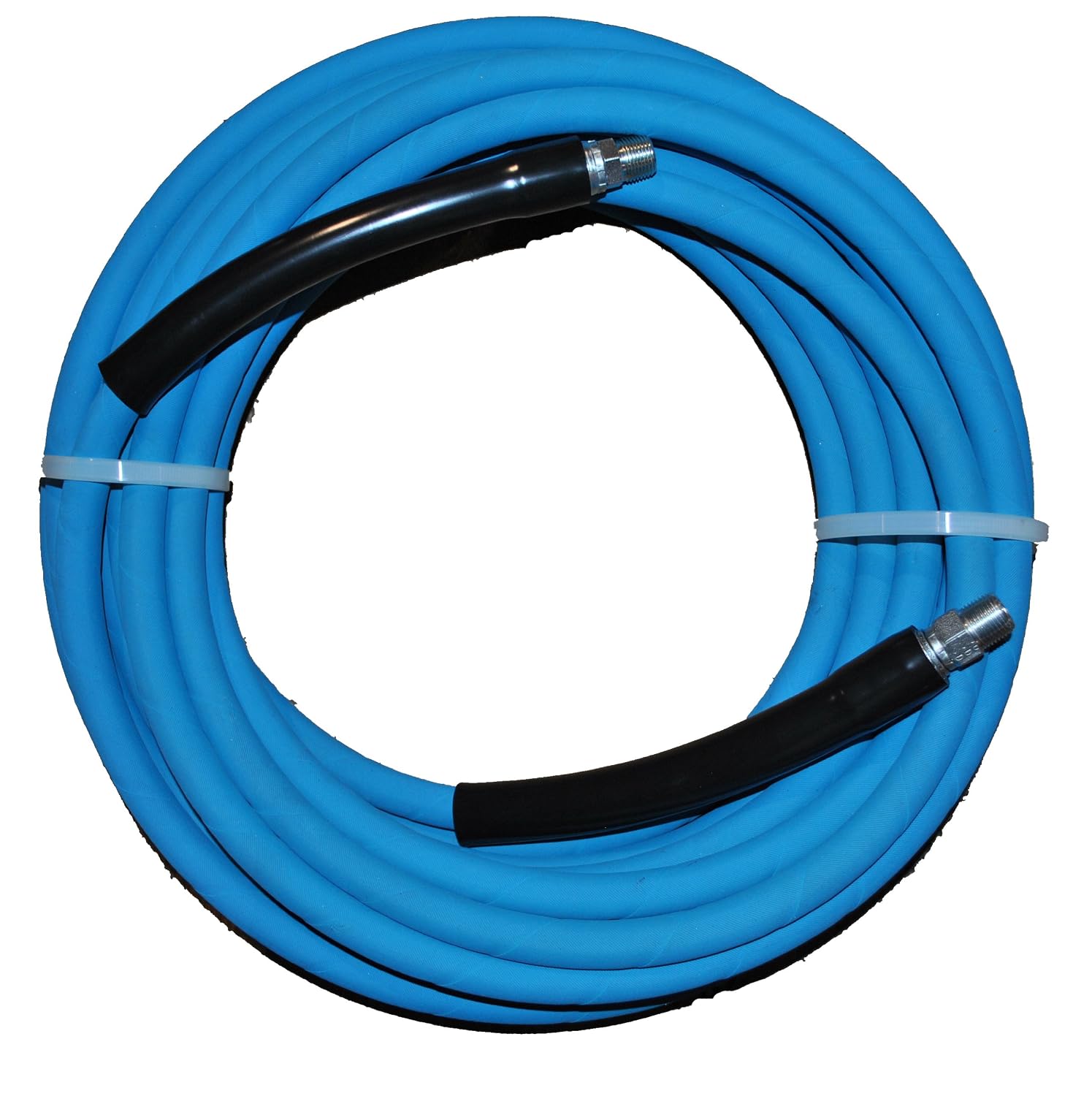 AEWB0102GG1202 Eagle Hose Eaglewash I Smooth Blue Modified Nitrile Pressure Washer Hose Assembly, 3/8' NPT Male X NPT Male Swivel with Guards, 4000 psi Maximum Pressure, 100' Length, 3/8' Hose ID