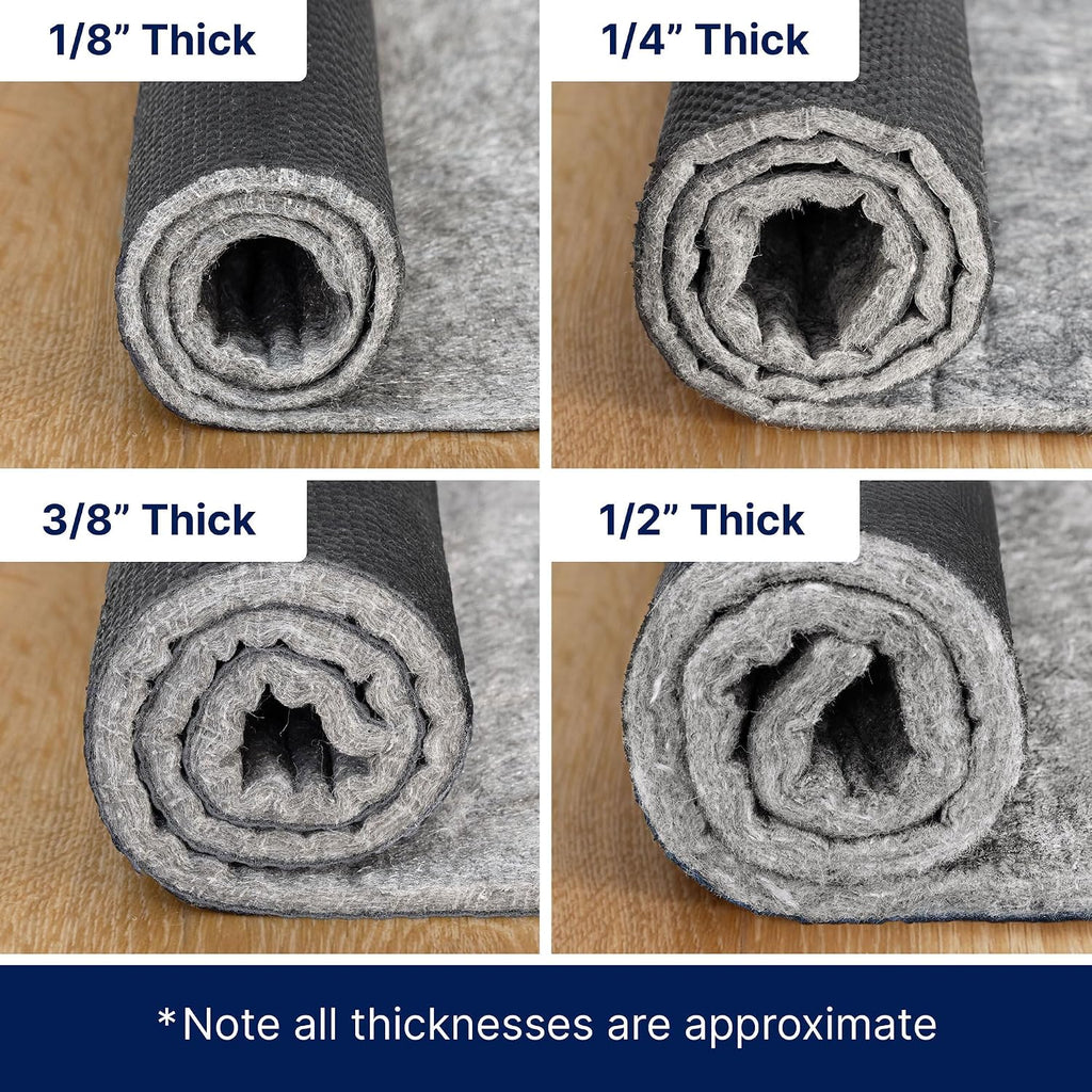 RUGPADUSA - Dual Surface - 10'x12' - 1/4' Thick - Felt + Rubber - Non-Slip Backing Rug Pad - Safe for All Floors