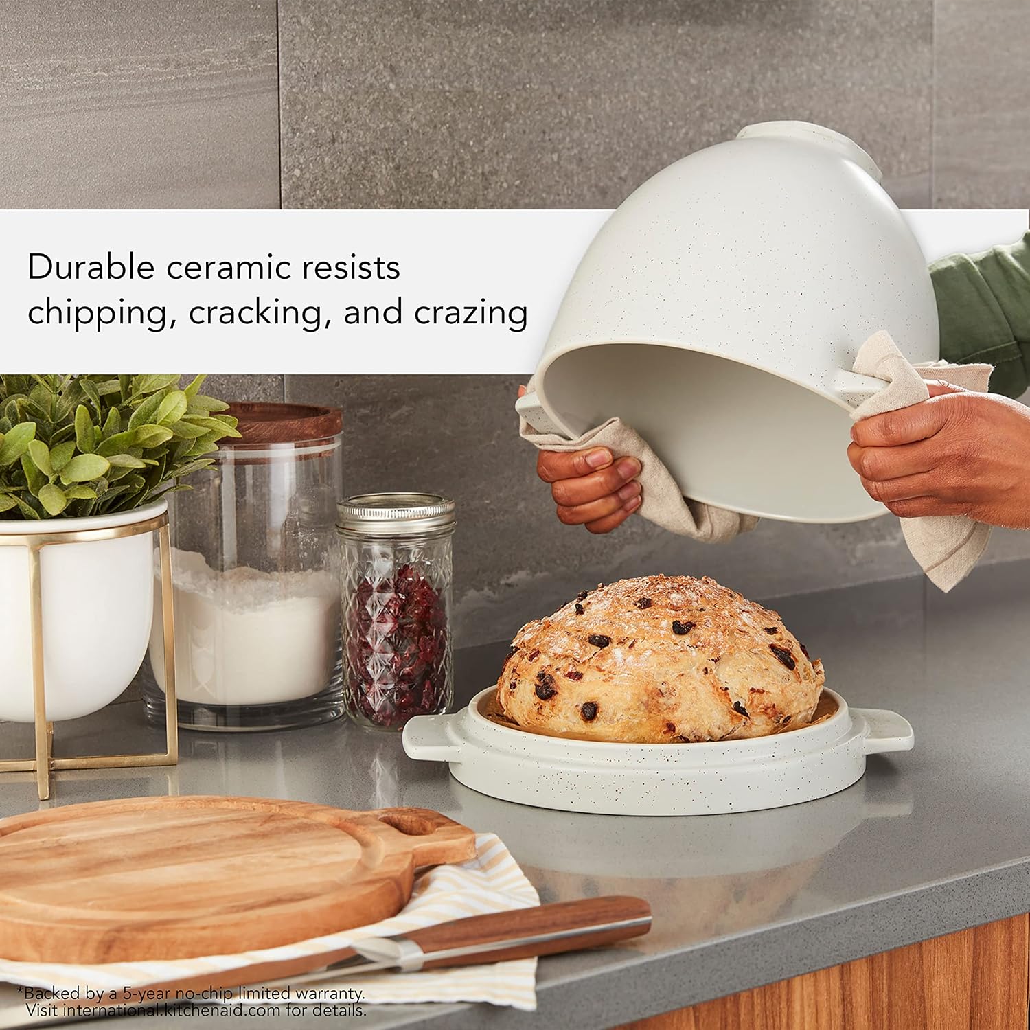 KitchenAid 5 Quart Ceramic Bread Bowl with Lid for all 4.5-5 Quart Tilt-Head Stand Mixers - KSM2CB5BGS
