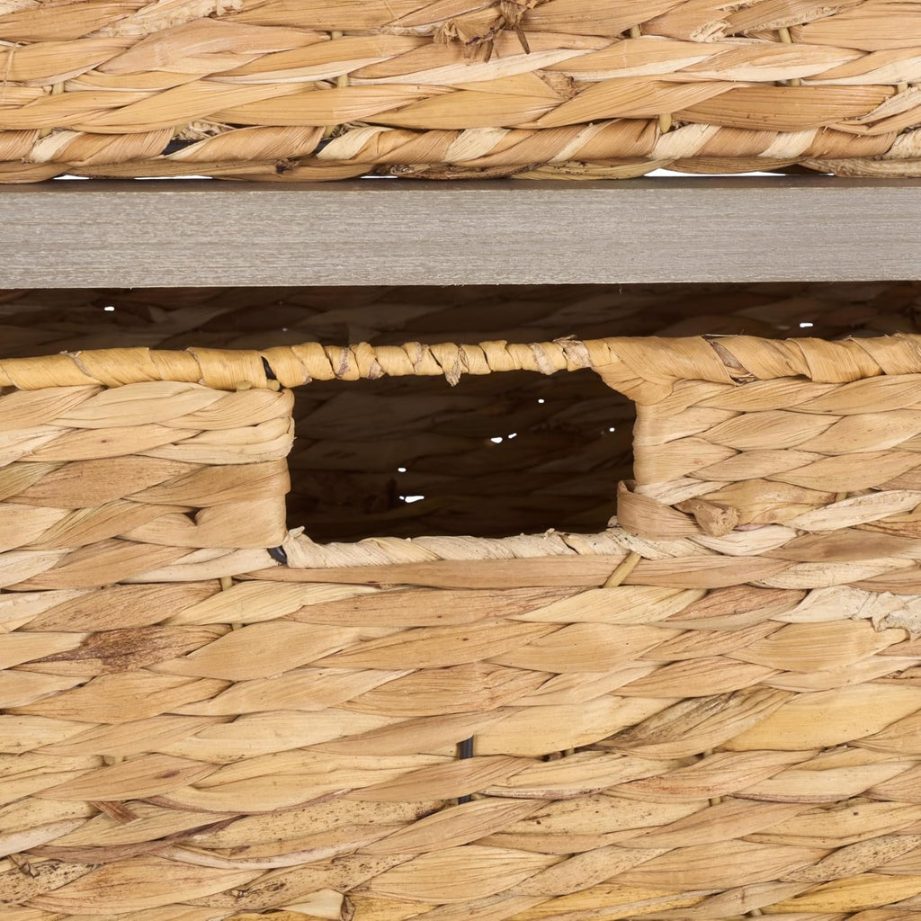 SAFAVIEH Furniture - Vedette 5-Basket Storage Tower - White Washed - Solid Wood - Coastal Basket Tower Design - Ideal for Entryway, Living Room, 17.5'W x 13.5'D x 46'H - Fully Assembled (AMH5739E)