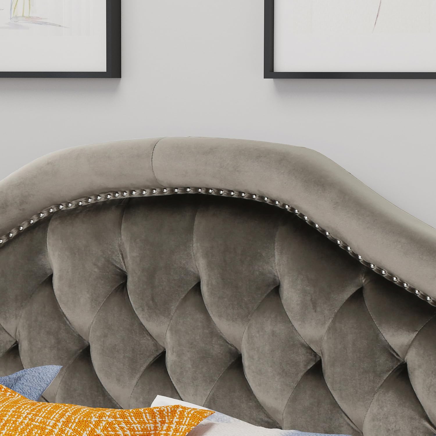 Christopher Knight Home Killian Velvet Headboard, Queen / Full, Grey / Black