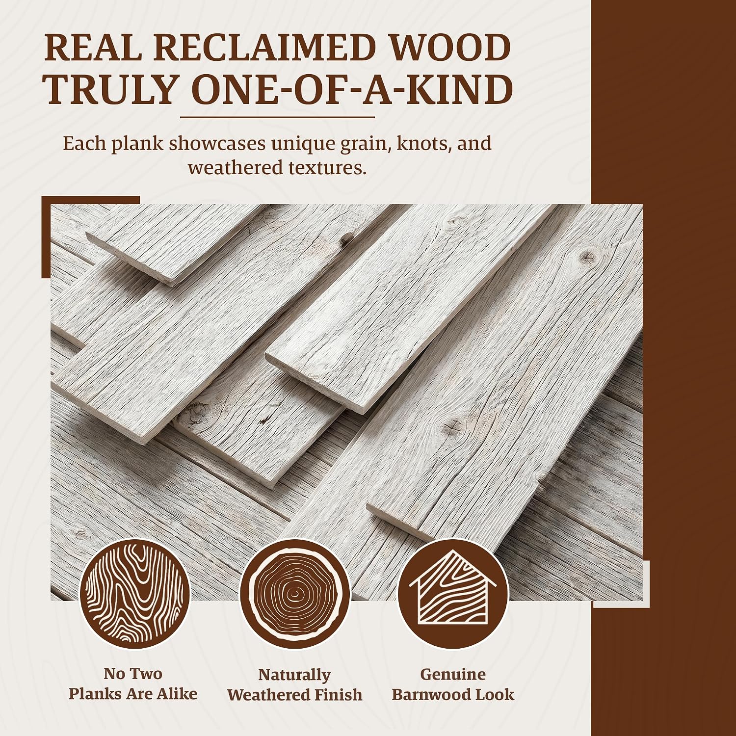 BARNWOODUSA Real Reclaimed Wood Planks - Easy Nail-Up Shiplap Panels for Rustic Wood Wall Paneling (White Wash, 23 Square Feet)