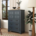 Roundhill Furniture Riverton Wood 5-Drawer Chest, Slate Blue