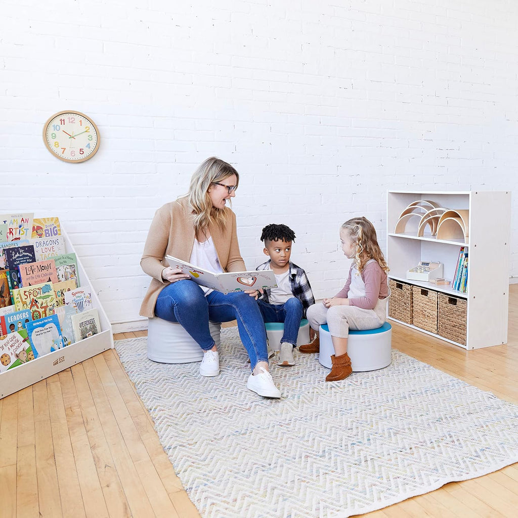 ECR4Kids Birch Streamline 3-Shelf Storage Cabinet, 36in High, Bookcase for Classroom and Playroom, White Wash