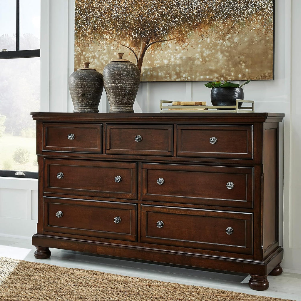 Signature Design by Ashley Porter Traditional 7 Drawer Dresser, Dark Brown