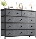 EnHomee Dresser for Bedroom with 13 Fabric Drawers TV Stand for 45 Inch TV Chests of Drawers for Living Room, Wood Top and Sturdy Frame, Grey