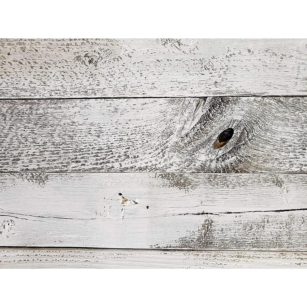 Rockin' Wood Real Wood Peel & Stick 2 & 4 Foot Length Rustic Reclaimed Barn Wood Accent Paneling Planks for Walls, White Wash, 23 Square Feet