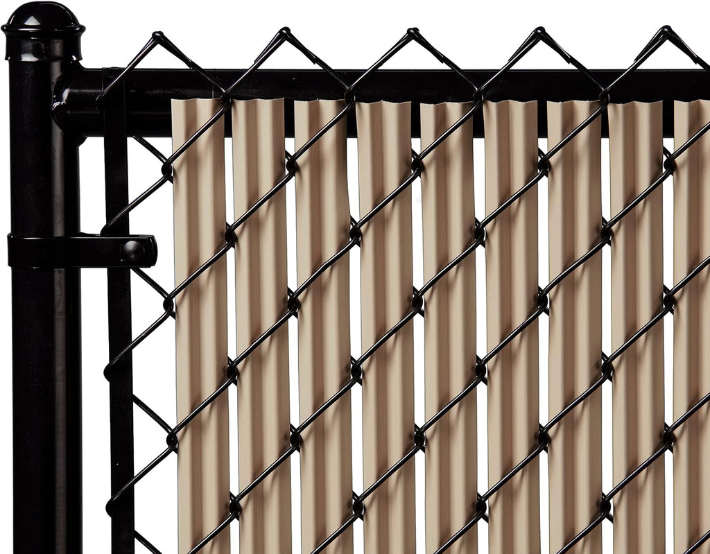 Proudly Made in The USA! - Ridged Slat Single Wall Bottom Locking Slat Depot Privacy Slat for 3', 4', 5', 6', 7' and 8' Chain Link Fence (8ft, Beige)