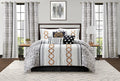 Grand Avenue Black Gold Comforter Set California King Size, 15 Piece Terry Embroidery All Season Room-in-A-Bag, Matching Curtains, Sheet Set, Pillows & Shams