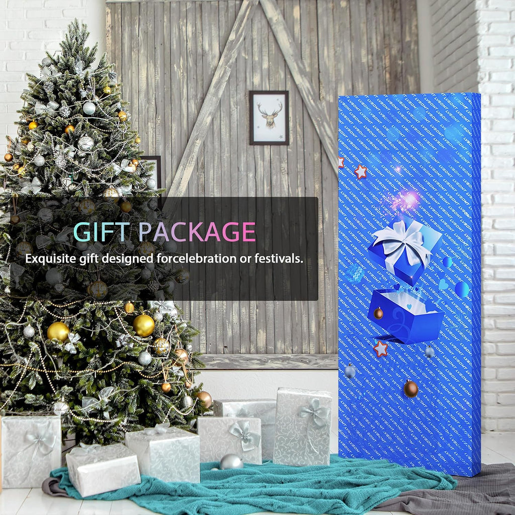 Vlsrka 47x16 Full Length Mirror with RGB Lights, LED Over The Door Lighted Mirror Full Body, 7 Color Dimming Lighting & 7 Dynamic Mode, Door Hanging/Wall-Mounted (Gift Box Design)