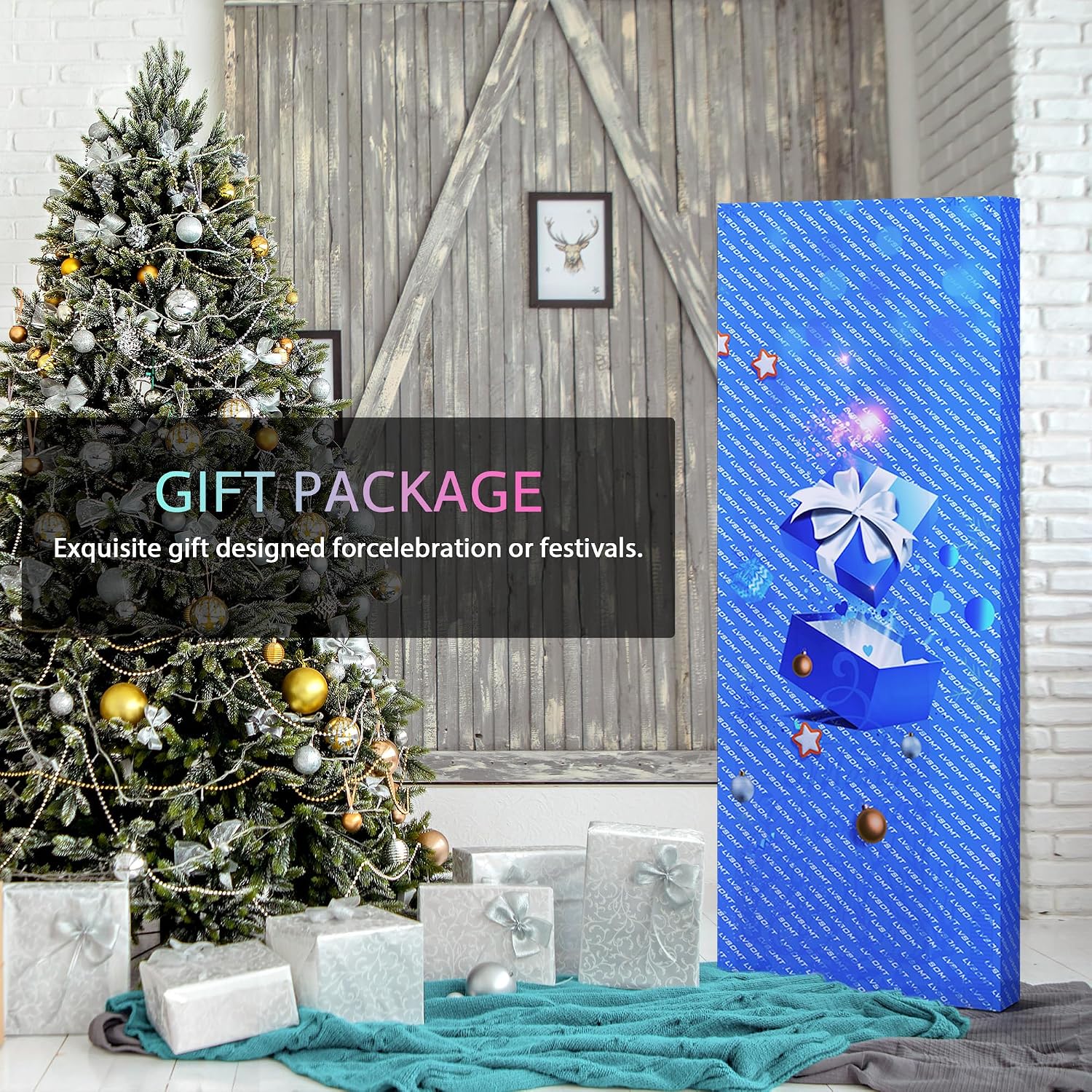 Vlsrka 47x16 Full Length Mirror with RGB Lights, LED Over The Door Lighted Mirror Full Body, 7 Color Dimming Lighting & 7 Dynamic Mode, Door Hanging/Wall-Mounted (Gift Box Design)