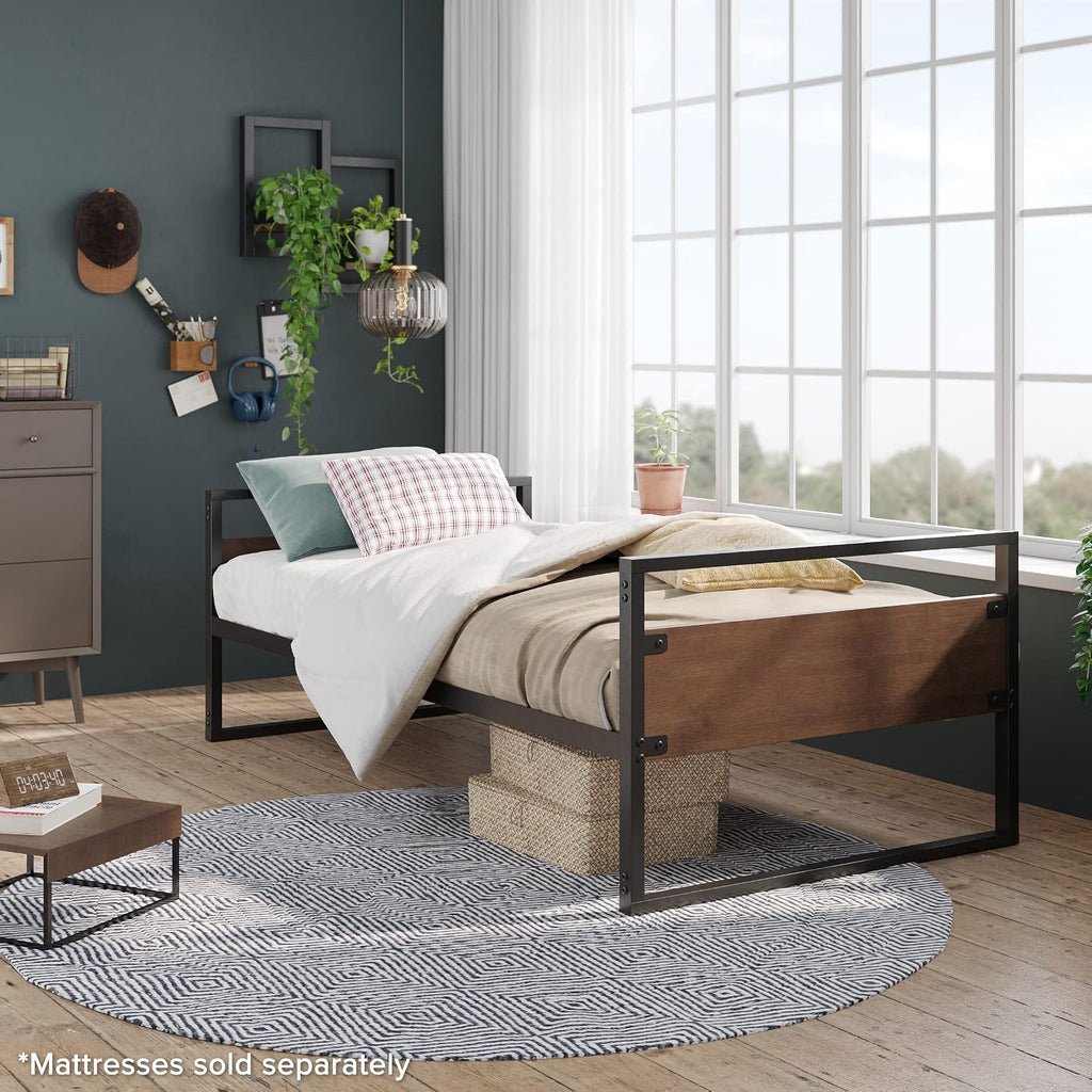 ZINUS Suzanne Bamboo and Metal Daybed, Mattress Foundation with Steel Slat Support, Easy Assembly, Twin, Chestnut Brown