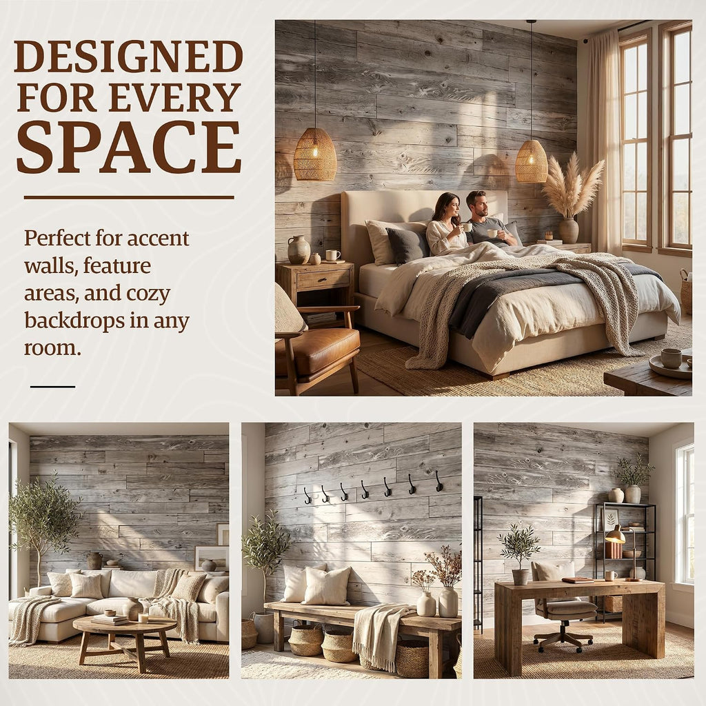 BARNWOODUSA Real Reclaimed Wood Planks - Easy Nail-Up Shiplap Panels for Rustic Wood Wall Paneling (White Wash, 23 Square Feet)