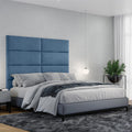 Jaxx Panelist Modern Padded Headboard – Set of 4 Wall Mounted Panels (Each 11.25' x 30') - Queen, Petrol Blue Microvelvet