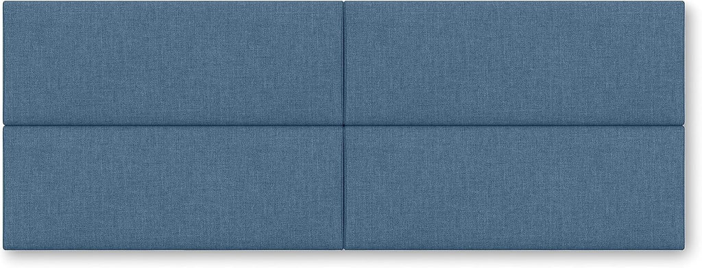 Jaxx Panelist Modern Padded Headboard – Set of 4 Wall Mounted Panels (Each 11.25' x 30') - Queen, Petrol Blue Microvelvet