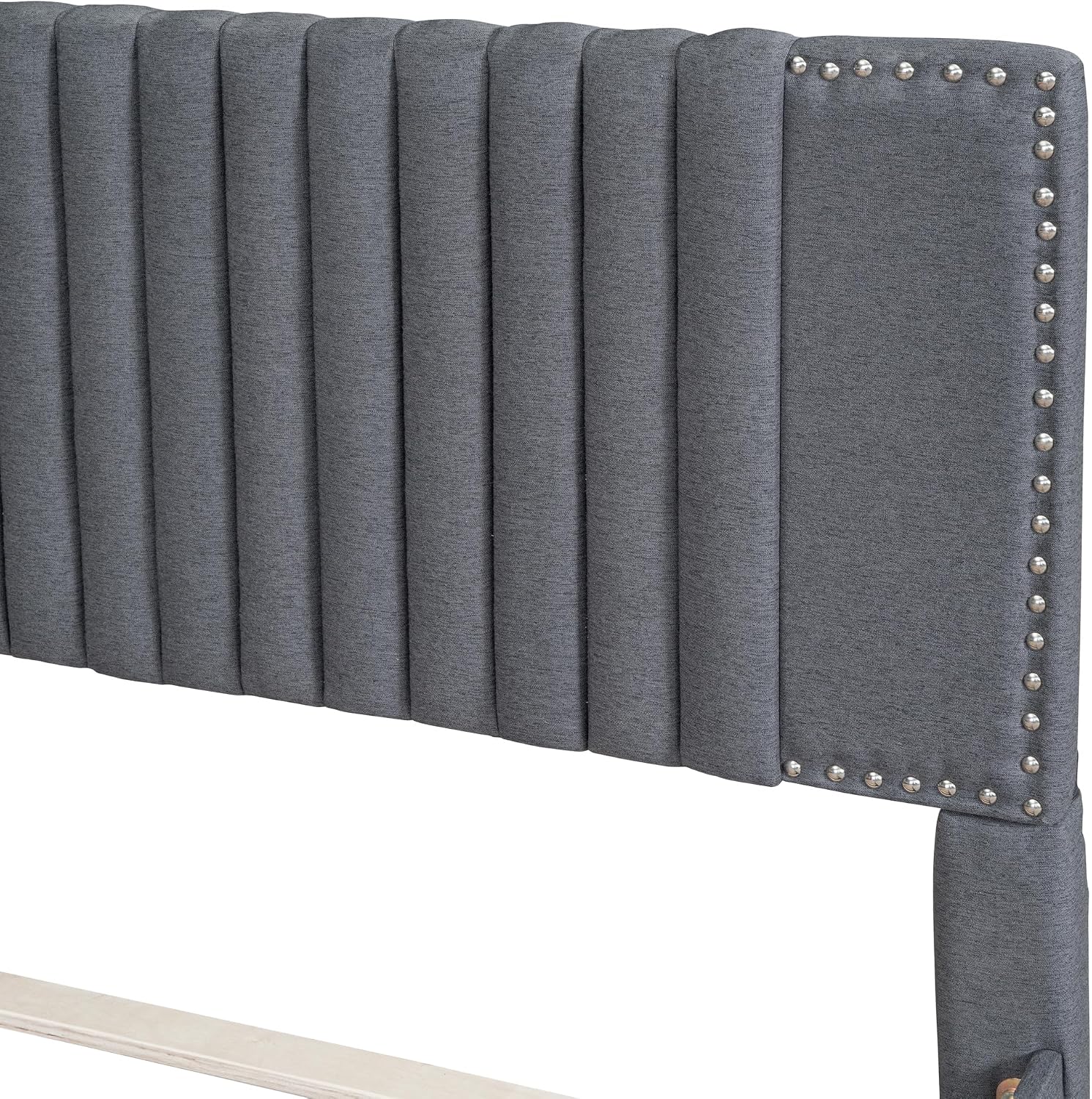 Merax Full Size Upholstered Platform Bed with 1 Twin Size Trundle and 2 Drawers,Soft Classic Headboard Design,Grey