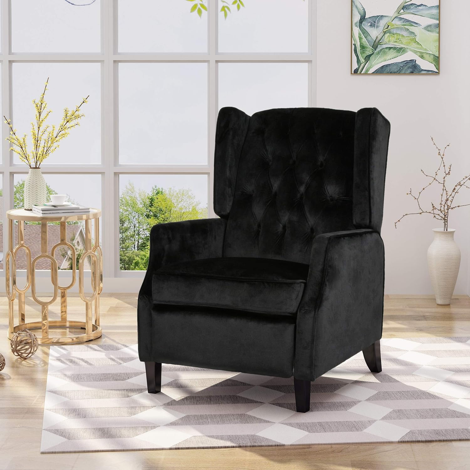 Christopher Knight Home Diana Wingback Recliner, Black + Dark Brown