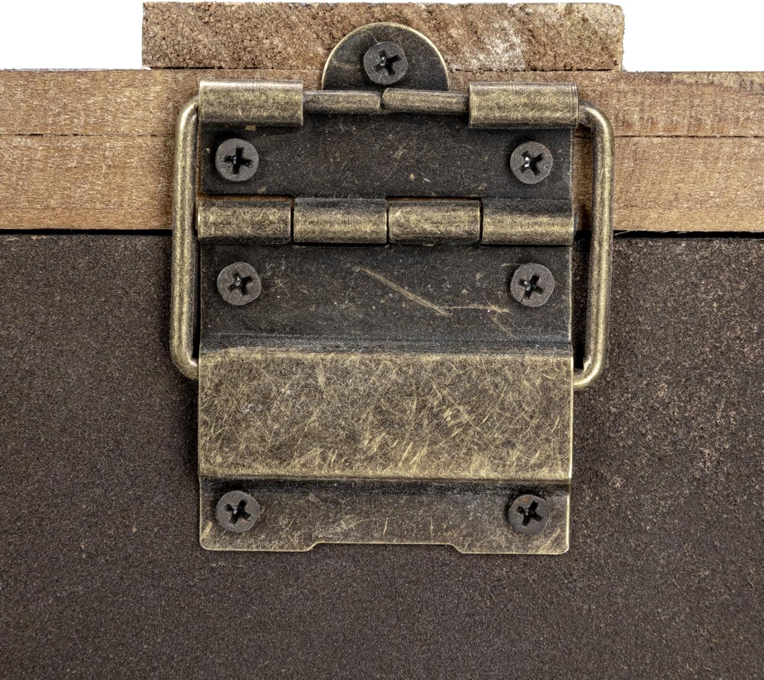 Household Essentials Antiqued Decorative Trunk, Large, Chinese Fir Panel and MDF, Smooth Backing and Metal Hinge Accent, Flat Top and Stay-Open Lid