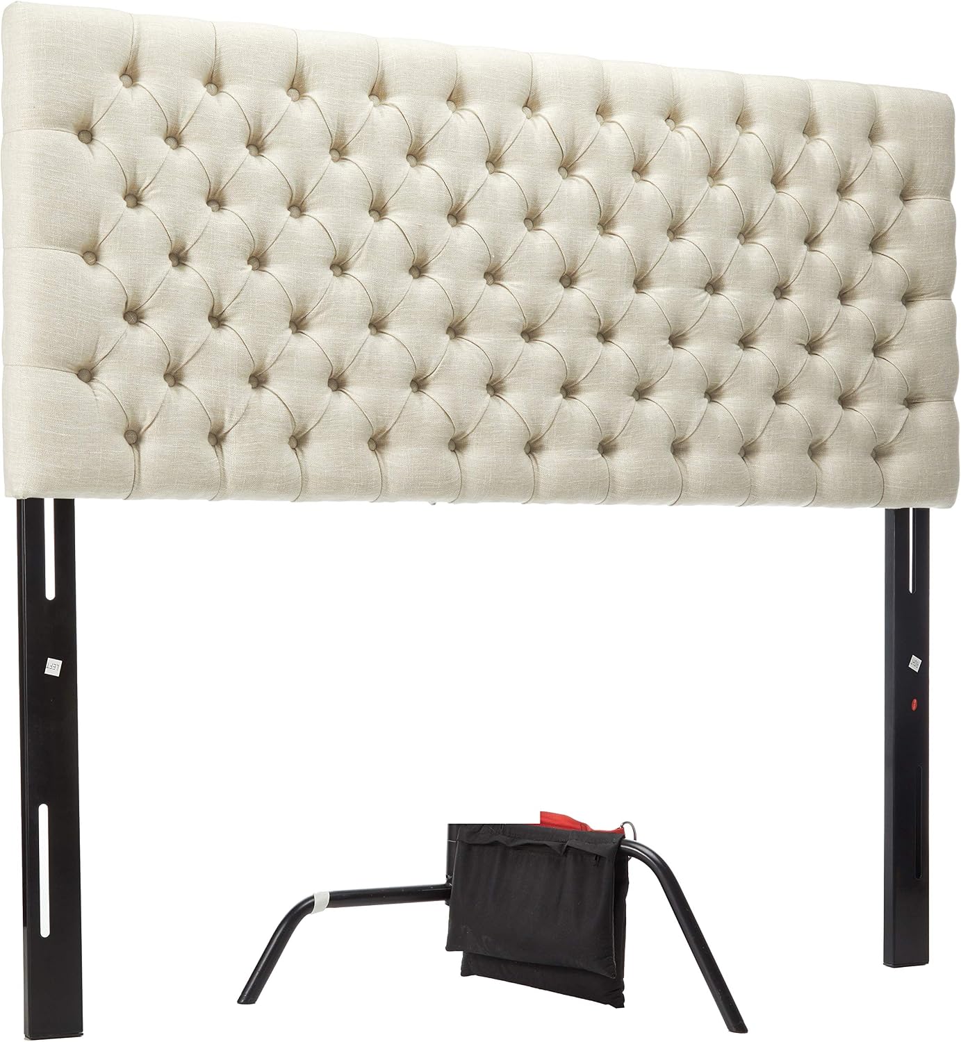 Christopher Knight Home Jezebel Button Tufted Fabric Headboard, Queen, Light Beige