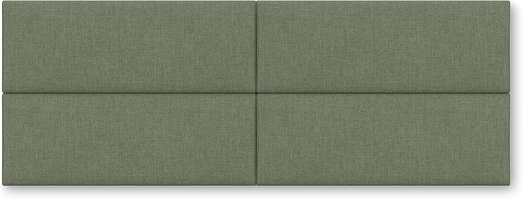 Jaxx Panelist Modern Padded Headboard – Set of 4 Wall Mounted Panels (Each 11.25' x 30') - Queen, Cypress Green Microvelvet