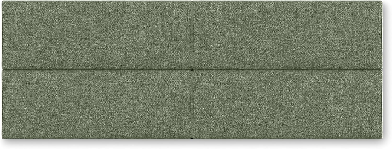 Jaxx Panelist Modern Padded Headboard – Set of 4 Wall Mounted Panels (Each 11.25' x 30') - Queen, Cypress Green Microvelvet