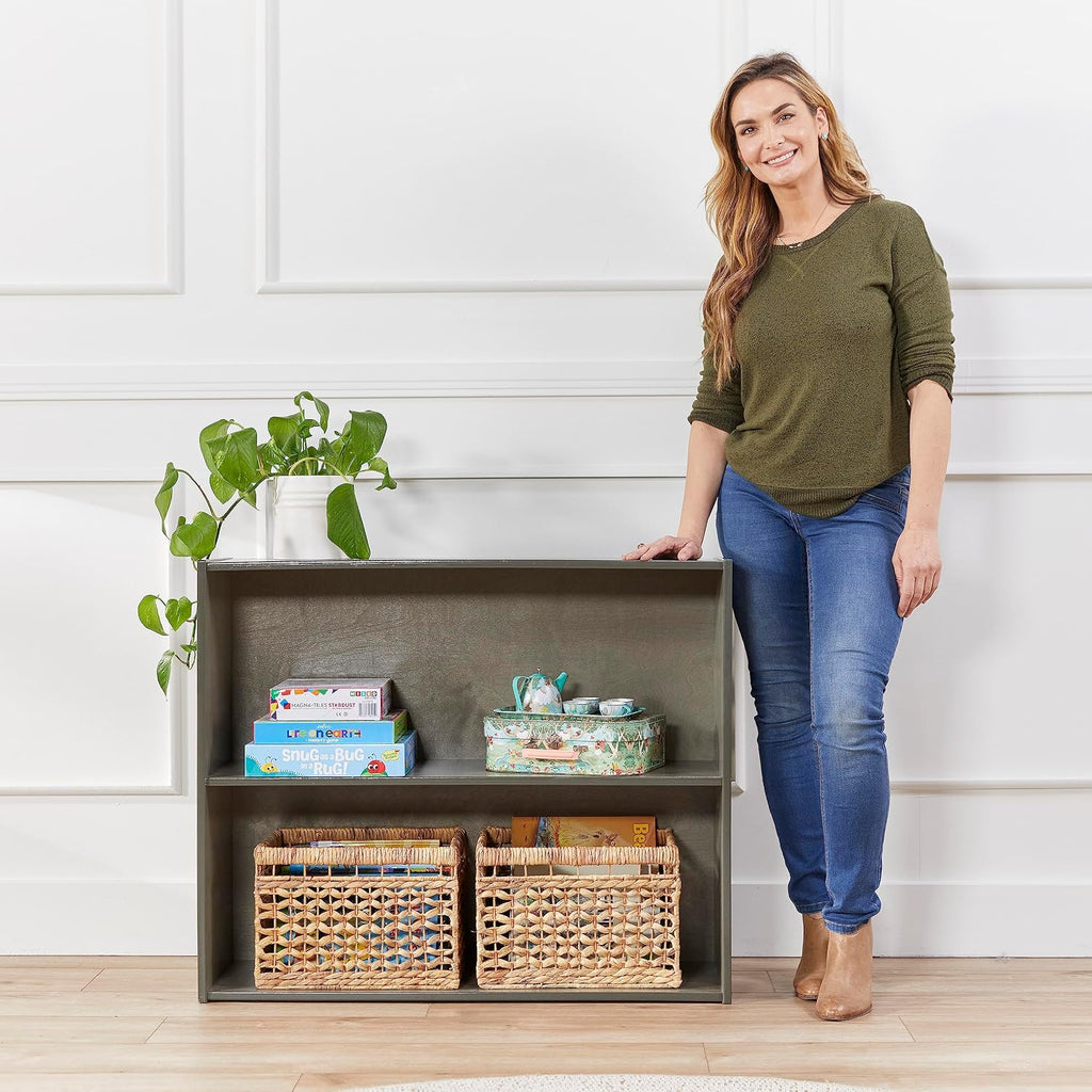 ECR4Kids Birch Streamline 2-Shelf Storage Cabinet, 30in High, Classroom Furniture, Grey Wash