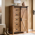 T4TREAM 5 Drawers Dresser for Bedroom w/Sliding Barn Door, Farmhouse Modern Tall Dresser 5 Chest of Drawers, Storage Organizer for Bedroom, Hallway, Living Room, Kids Room, Light Tree Knot