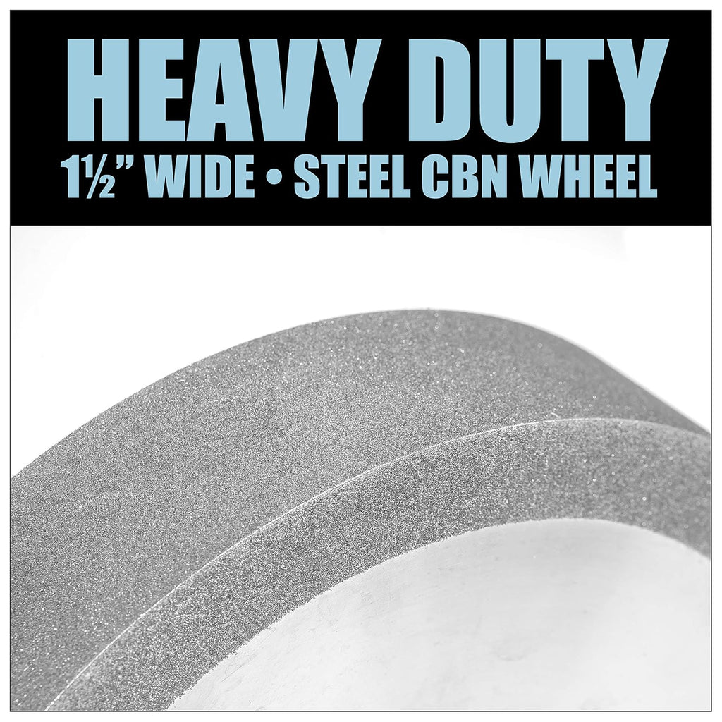 Peachtree Woodworking Supply Savannah 80 Grit 8 inch x 1½ inch Steel CBN Grinding Wheel with a 5/8 inch Bore and a 3 Piece Spherical Washer Set