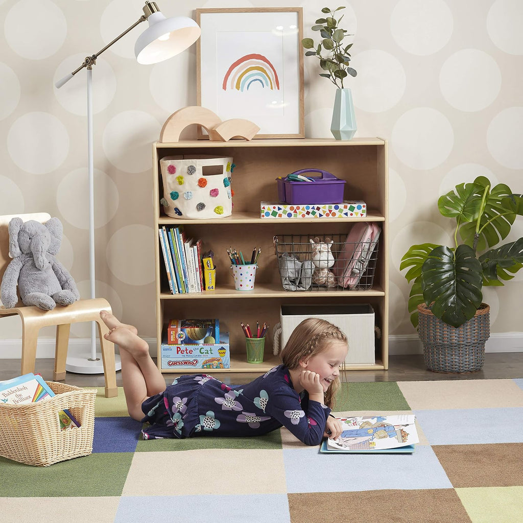 ECR4Kids Birch Streamline 3-Shelf Storage Cabinet, 36in High, Bookcase for Classroom and Playroom, Natural
