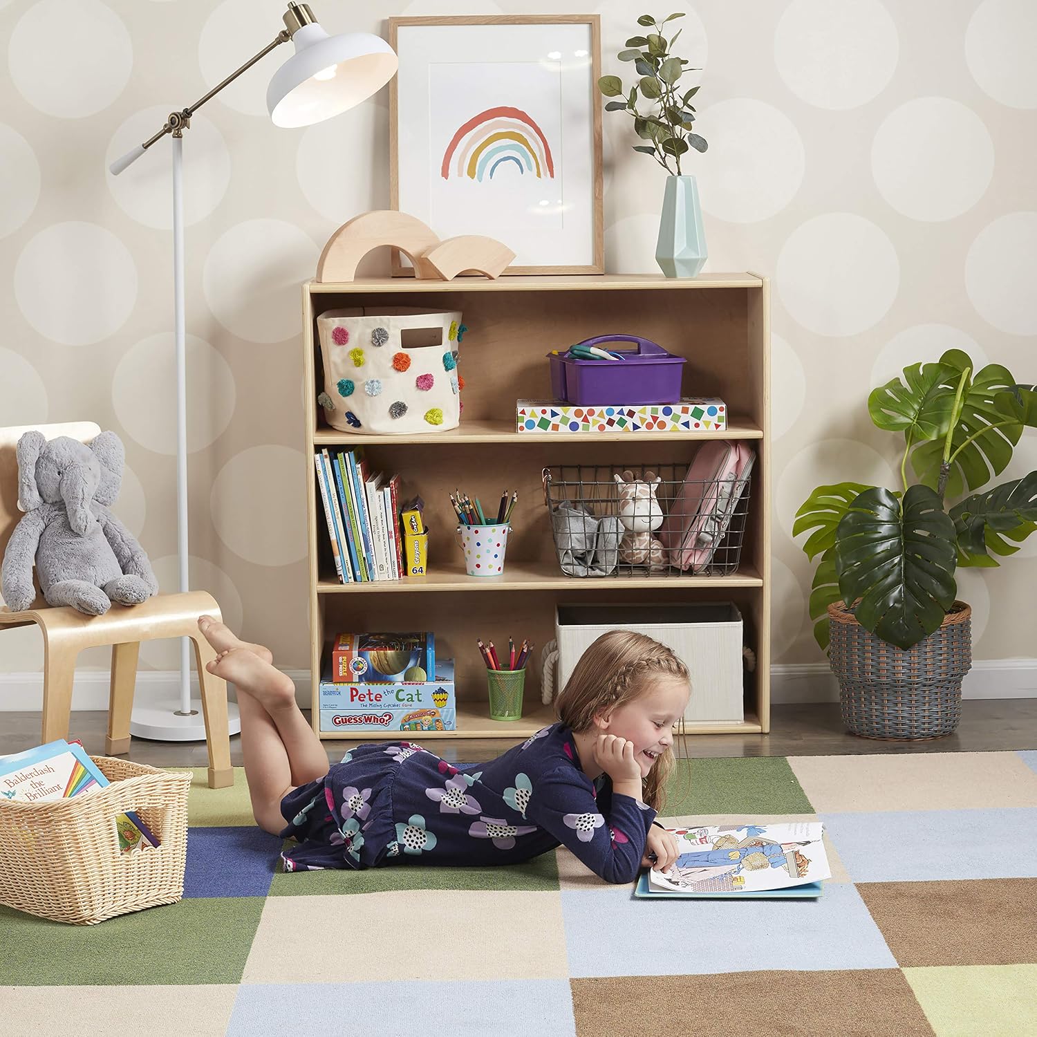ECR4Kids Birch Streamline 3-Shelf Storage Cabinet, 36in High, Bookcase for Classroom and Playroom, Natural
