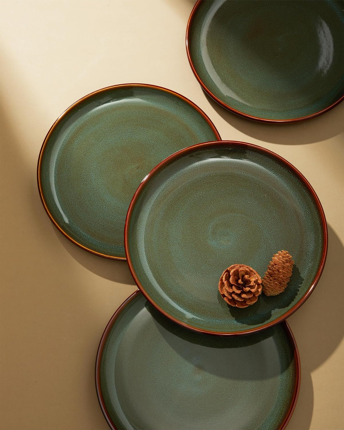 Pokini Plates and Bowls Sets for 8, 24 Piece Dinnerware Set for Large Families & Entertaining, Elegant Design, Dishwasher & Microwave Safe, Chip Resistant and Durable, Sage Green