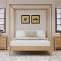 King Size Canopy Platform Bed, Wood 4 Poster Bed Frame, No Box Spring Needed (Natural, King)