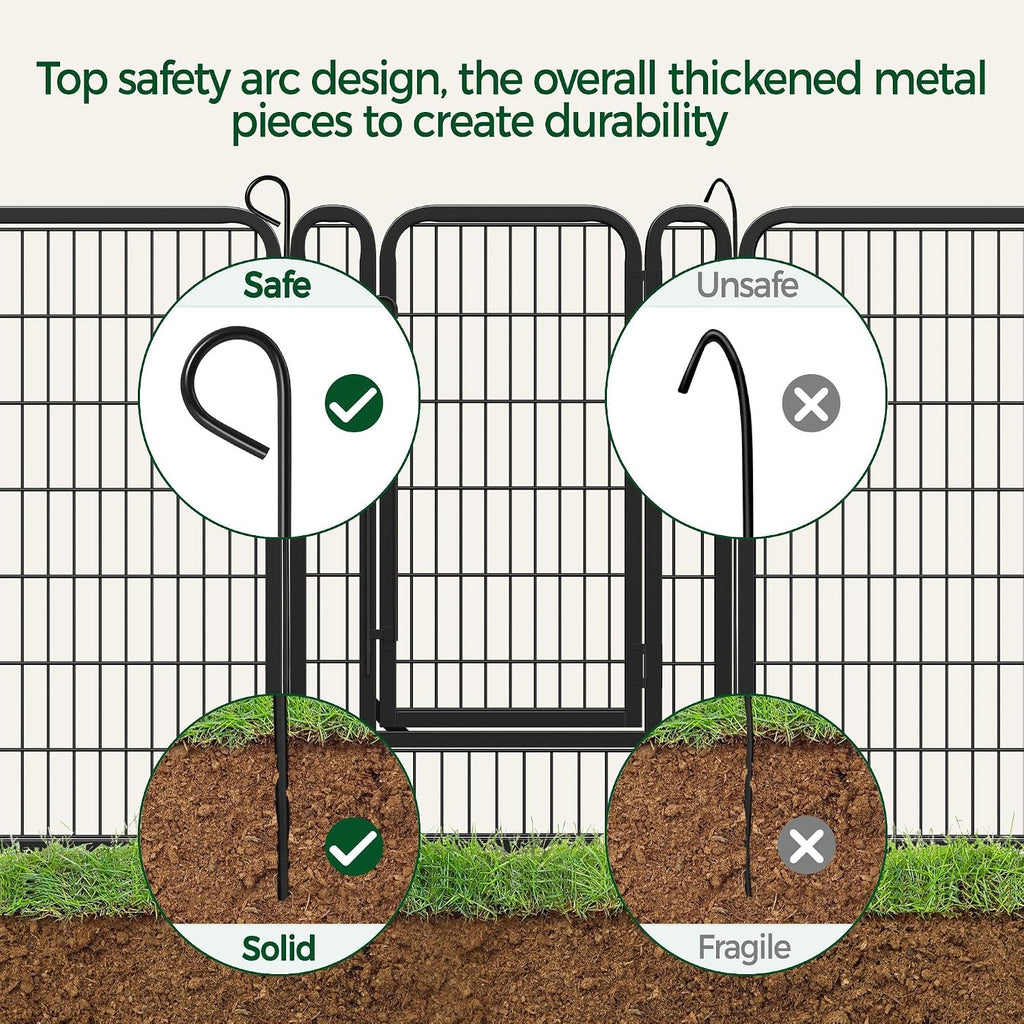 Yaheetech 40in 32-Panel Metal Dog Playpen Fence for Indoor Yard RV Camping | Heavy-duty Rustproof Frame with Secure Latch Door, Tool-free Assembly, Foldable Storage, Ideal for Medium to Large Dog Breeds
