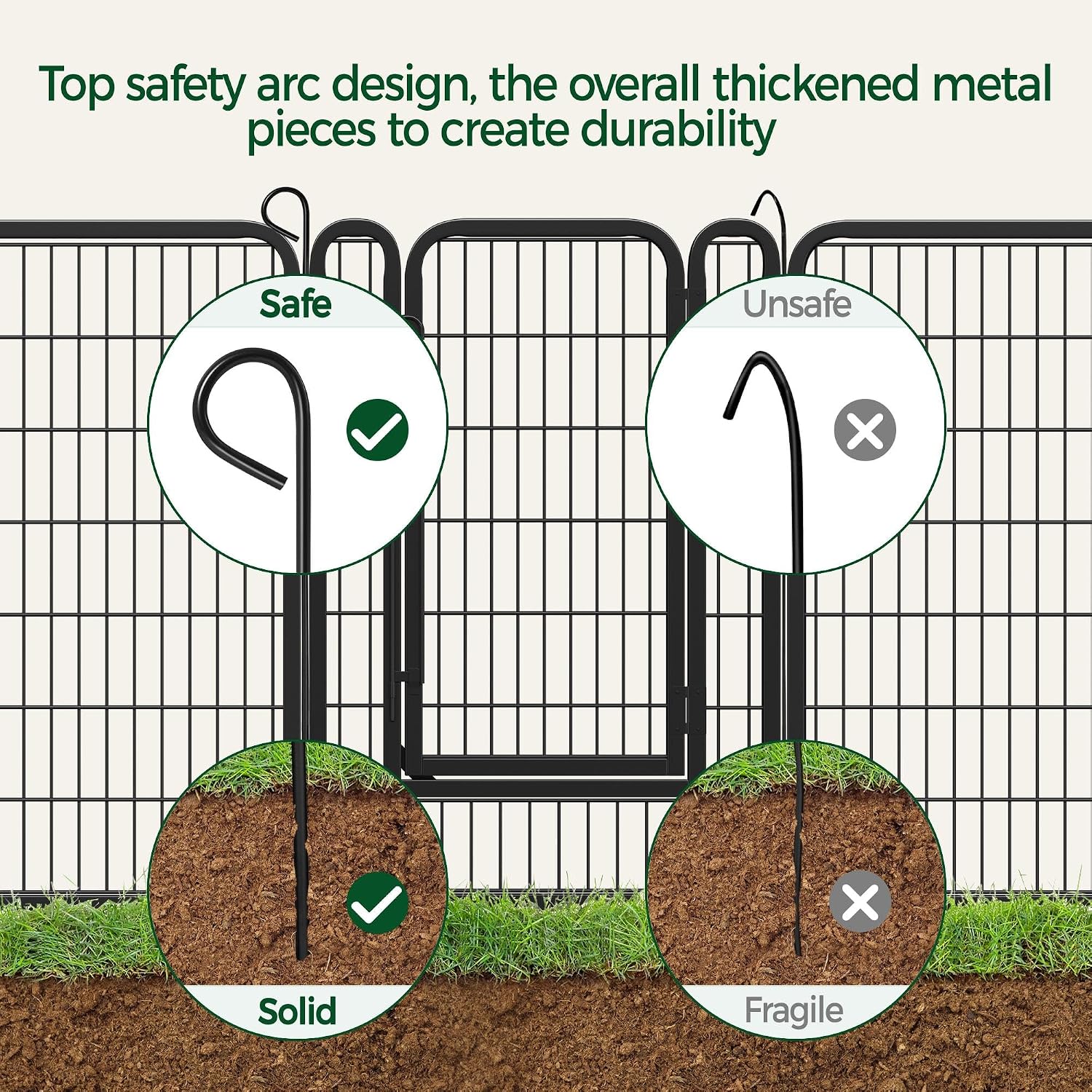Yaheetech 40in 32-Panel Metal Dog Playpen Fence for Indoor Yard RV Camping | Heavy-duty Rustproof Frame with Secure Latch Door, Tool-free Assembly, Foldable Storage, Ideal for Medium to Large Dog Breeds